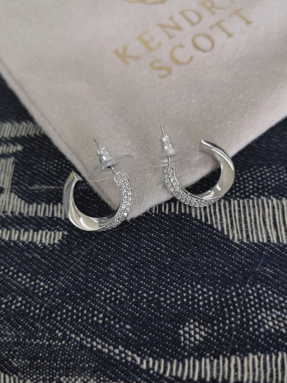 Kendra Scott White Crystal Silver Earrings - Ella